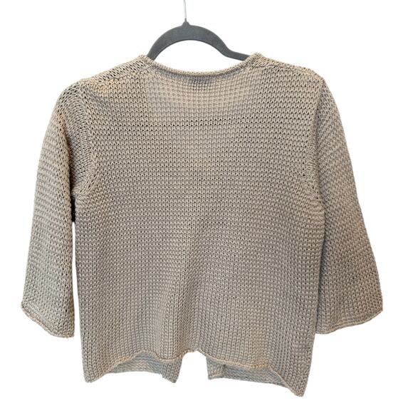 Vintage Margaret O'Leary Irish Chunky Knit Beige Cropped Cardigan Medium - Picture 3 of 6
